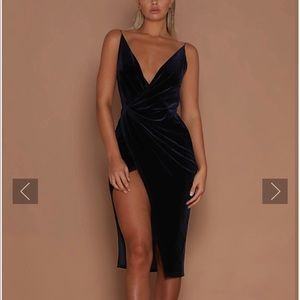 Sasha Velvet Wrap Dress - Navy - S